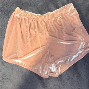 Light pink velvet shorts